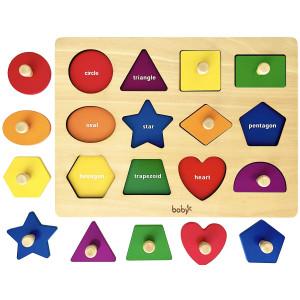 Dailyfunn Montessori Toy Shape Peg Puzzles Baby Puzzle 121824 Months With Knob For Infanttoddlers 13