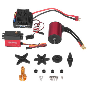 Astibym Rc Brushless Combo Kit Rc Brushless Motor Kit 60A Short Line Esc S3650 4300Kv Motor Kit With 25Kg Servo For Rc Car