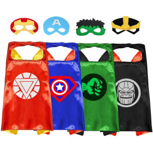 Vosoe Superhero Capes And Masks Cosplay Costumes Birthday Party Christmas Halloween Dress Up Gift For Kids Thanos 4 Setsblack