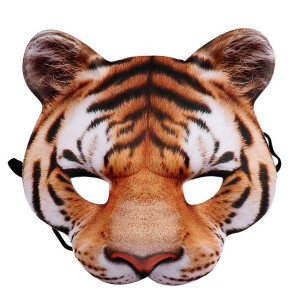 Boxwizard Tiger Mask Realistic Animal Half Face Mask For Halloween Masquerade Party Costume Cosplay Props Gold