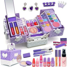 Kids Makeup Kit For Girl - Kids Makeup Kit Toys For Girls 48Pcs Washable Real Make-Up Kit Toy For Little Girls, Toddler Make Up & Non-Toxic Cosmetic Set, Age3-12 Year Olds Child Birthday Gift