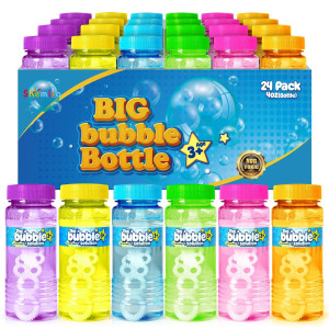 Shemira 24 Pack Bubble Bottles 4Oz Bubbles Solution Bubbles Party Favors For Kids Bubbles Wand Bulk Large Bubble Kit Summe