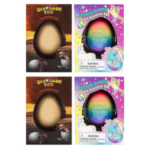 Class Collections Surprise Growing Dinosaur And Unicorn Hatch Egg Kids Novelty Toy 4 Piece Set