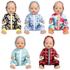 Sotogo 5 Sets Baby Doll Clothes Outfits Jumpsuits With Hats For 14 To 17 Inch Baby Doll 43Cm New Born Baby Doll American 18 In