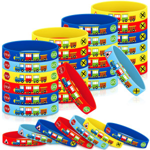 24 Train Silicone Wristbands Railroad Steam Train Silicone Bracelet Train Party Favors Train Birthday Party Supplies Train Birth