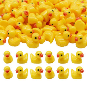 Aweelon 100 Pcs Mini Resin Ducks Tiny Ducks Miniature Duck Figures For Slime Charms Diy Craft Micro Landscape Garden Aquarium Do