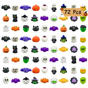 Qingqiu 72 Pcs Halloween Mochi Squishy Toys Squishies Halloween Toys For Kids Girls Boys Halloween Party Favors Halloween Treat