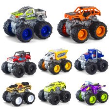 Bokaboka 8 Pack Monster Trucks For Boys And Gilrs 4Wheel Drive Friction Powered Toys Push And Go Cars With Giant Wheels360