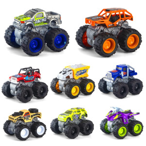 Bokaboka 8 Pack Monster Trucks For Boys And Gilrs 4Wheel Drive Friction Powered Toys Push And Go Cars With Giant Wheels360