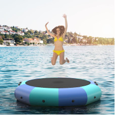 Gymax Water Trampoline 10Ft 12Ft 15Ft Floating Lake Trampoline With Electric Pump Rope Ladder Inflatable Water Bouncer For L