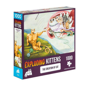 Exploding Kittens 1000 Piece Jigsaw Puzzle The Creation Of Cat Jigsaw Puzzles For Adults Cat Puzzle The Creation Of Cat Puz