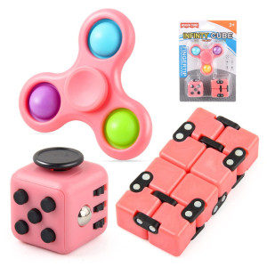 3Piece Set Of Sensory Fidget Toysfidget Cubeinfinity Cubesfidget Spinnersrelieves Stress And Anxiety Fidget Toys For Kids A