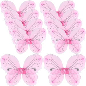 Chivao 10 Pieces Fairy Wings Butterfly Wings Wedding Decoration Costume Birthday Christmas Party Favors For Boys Girlspink