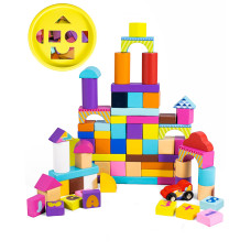 My Little Bloomers 106 Piece Wood Building Blocks Set Wooden Stacking Blocks For Toddlers And Kids Ages 35 Includes Contain