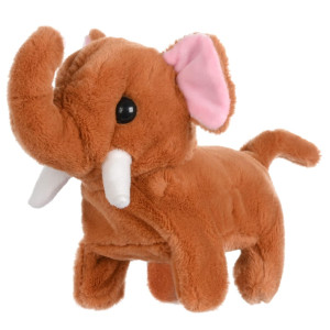 Worwoder Toddlers Toys Electronic Plush Elephant Toy Walking Wagging Tail Barking Interactive Toy Stuffed Animal Pet Stretching