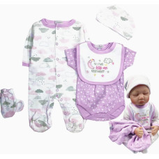 5 Piece Set Reborn Baby Girl Doll Clothes 22 Inch Newborn Accesories Outfits For 2022 Inch Reborns Doll Matching Clothing