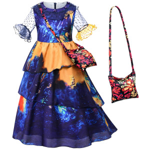 Princess Costume Dress For Girls Birthday Halloween Party Dress Up With Bag Accessories