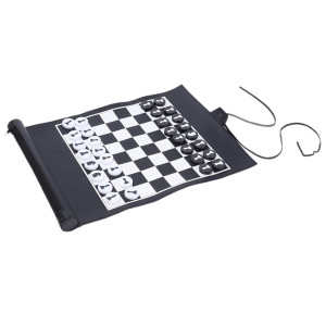 Andux Rollable Chess Board Game Pu Portable Chess Set Pgslq01Black