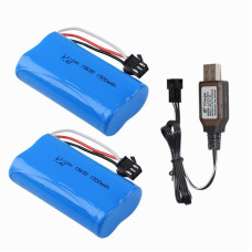 74V 1500Mah Liion Rechargeable Battery With Sm3P Plug And Usb Charger Cable For Rc Tank Rc Toy