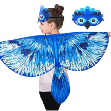 Irolewin Birdwingscostume For Kids And Headband Eagleparrotowl Dressupwings For Girls Boys Halloweenparty Favors Black