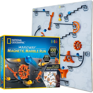 National Geographic 100Piece Makeway Magnetic Marble Run Stem Building Set For Kids Adults