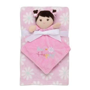 Baby Starters 2Piece Snuggle Buddy Toy Rattle And Plush Baby Blanket Gift Set For Newborns And New Moms Pink Daisy Doll 30X