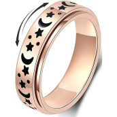 MHWTTY Anxiety Ring for Women Fidget Ring Anxiety Relief Items Spinner Rings for Anxiety Fidget Rings for Anxiety for Women Anxiety Toys Anxiety Relief Toys Gift for Women Men (Rose Gold_B, 9)