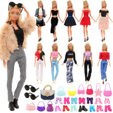 115 Inch Doll Clothes Accessories 4 Tops 4 Pantsskirts Outfits 2 Coats 2 Fashion Dresses 10 Shoes 2 Glasses 11 Handbags For