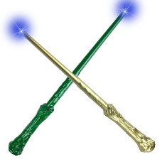 Light Up Magic Wand For Kids Sound Wizard Witch Illuminating Toy Golden Green