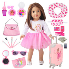 18 Inch American Doll Clothes And Accessories Travel Play Sets For 18 Inch American Doll Stuff With Doll Clothes Bag Travel P