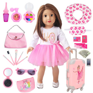 18 Inch American Doll Clothes And Accessories Travel Play Sets For 18 Inch American Doll Stuff With Doll Clothes Bag Travel P