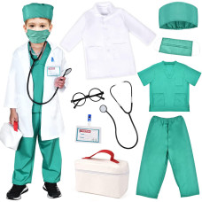 Toylink Kids Doctor Costume Pretend Play Kit With Lab Coat Carrying Bag Accessories Halloween Doctor Dress Up For Boys Girls