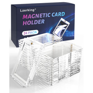 Lzerking Magnetic Card Holders Acrylic 24 Pack 35Pt One Touch Card Holder For Trading Card Baseball Card Sports Card