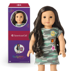 American Girl Truly Me 18Inch Doll 111 With Brown Eyes Blackbrown Hair Light Skin Camo Tshirt Dress For Ages 6