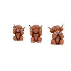 Nemesis Now Three Wise Highland Cows Brown 96Cm 3 Count