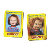 Gamago Chucky Clean Dirty Double Sided Kitchen Dishwasher Magnet - With Adhesive Magnetic Plate For Non-Magnetic Surfaces - Officially Licensed Collectible - 2.75 X 3.75 In