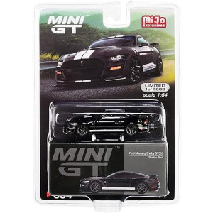 Shelby Gt500 Shadow Black With White Stripes Limited Edition To 3600 Pieces Worldwide 1/64 Diecast Model Car By True Scale Miniatures Mgt00334