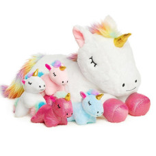 Vposyako 5 Pieces Unicorn Toys For Girls 1 Mommy Unicorn With 4 Babies Unicorn Stuffed Animals Gifts For Girls 3 4 5 6 7 8 9 Yea