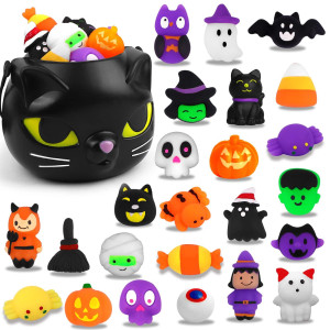 Yujun 24Pcs Halloween Mochi Squishy Toys With Black Cauldronkawaii Squishies Mini Stress Relief Toys For Halloween Party Favors