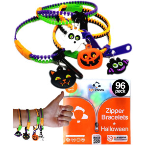 Upbrands 96 Pack Halloween Zipper Bracelets Noncandy Treats Fidget Toys For Stress Relief Ideal Party Favors Gifts For Kid