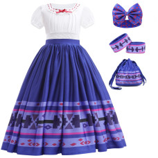 Jourpeo Magic Dress Costume Toddler Girls Cosplay Role Play Clothes Kids Halloween Stage Show Party Dress Up 45 Years Blue