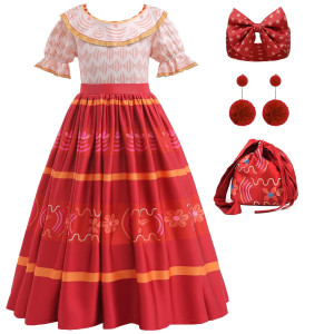 Jourpeo Magic Dress Costume Toddler Girls Cosplay Role Play Clothes Kids Halloween Stage Show Party Dress Up 78 Years Red