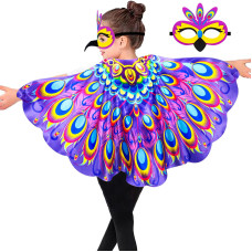 Irolewin Birdcostumepeacockwings For Kids With Birdmask As Girls Boys Owl Dressup Pretend Play Halloween Party Favors Gifts