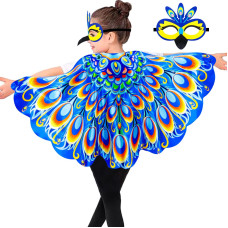 Irolewin Birdcostumepeacockwings For Kids With Birdmask As Girls Boys Owl Dressup Pretend Play Halloween Party Favors Gifts