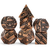 Stripe Metal Dice Set D&D,Dndnd 7 Pcs Zinc Alloy Metallic Dice Set With Great Package For Dungeons And Dragons Dnd And Talbletop Game (Copper)