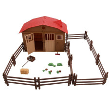 Agatige Farm Model Display Plastic Corral Fence Toy Set Mini Farmhouse Scene Model