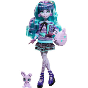 Monster High Creepover Party Doll Twyla With Pet Bunny Dustin Sleepover Clothes Accessories Like Hoodie Book Backpack