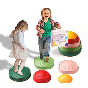 Stepping Stones For Kids,5Pcs Non-Slip Plastic Balance River Stones For Promoting Children'S Coordination Skills Sensory Toy