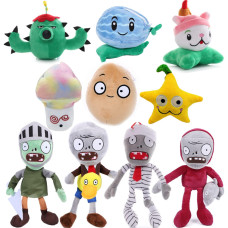 Jhesao 10 Pcs Plants And Zombies Plush Zombies Plants Sets Toy 1 2 Stuffed Soft Doll Pvz Plush Figure Doll New