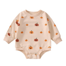 Fybitbo Halloween Baby Girl Boy Clothes Pumpkin Romper Sweatshirt Onesie Long Sleeve Bodysuit Top Fall Winter Outfit Halloween